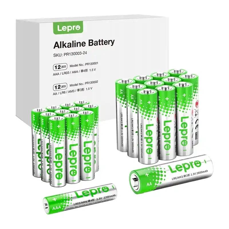 LEPRO 130003-24 AA/AAA Alkaline Batteries, 24-Pack