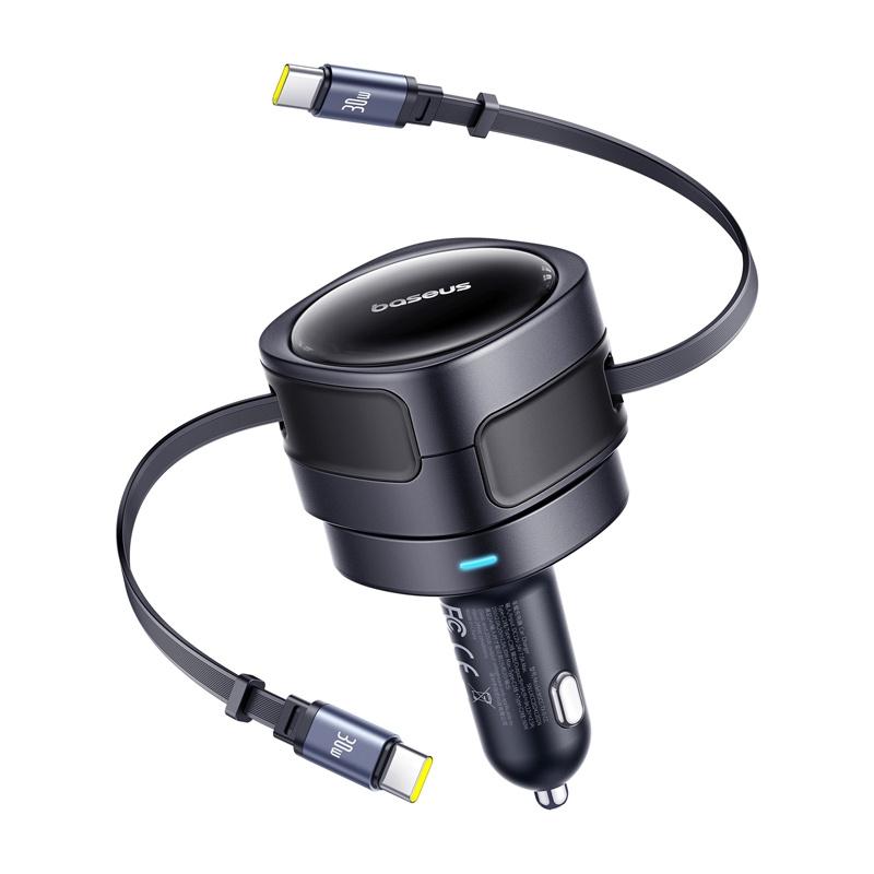 Baseus Enjoyment Max car charger with USB-C+USB-C cables 60W Black