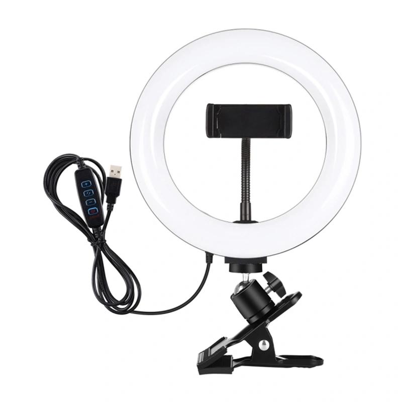 Puluz 20 cm Ring Light for Vlogging with Monitor Clip, Phone Holder, and Color Temperature Adjustment (Black)