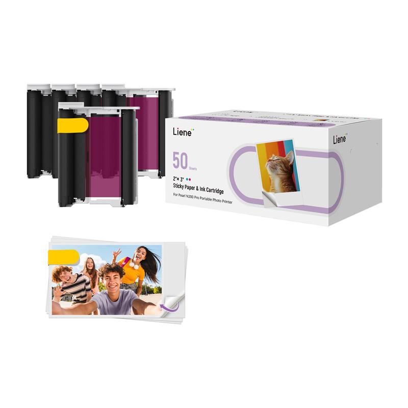 Liene 2x3" Photo Paper, 50 sheets + 5 ink cartridges