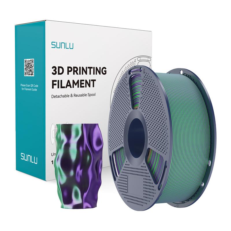 Sunlu PLA+ Silk Dual Color Filament (green and purple)