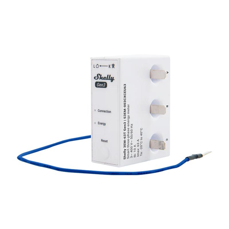 Shelly 3EM-63T Gen3 1/3-channel WiFi energy meter (flat terminal)