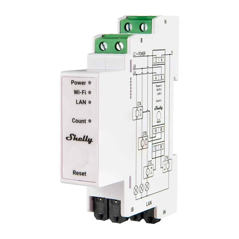 Shelly PRO 3EM 120A 3-way WiFi/Bluetooth/Matter Electricity Meter