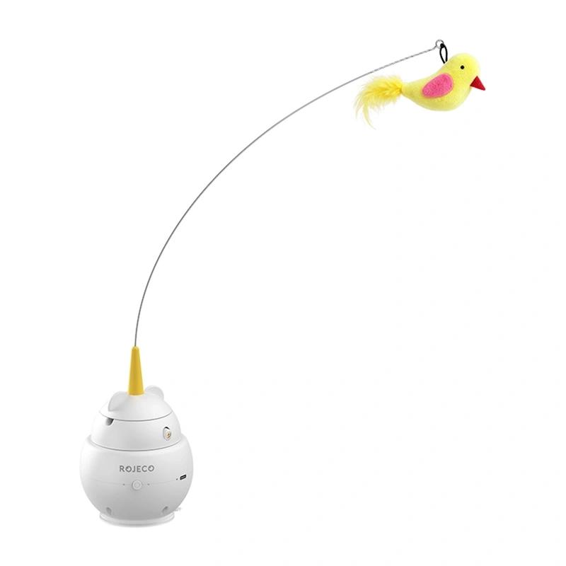 ROJECO Q2 Rotating Laser Toy with a Feather for Cats