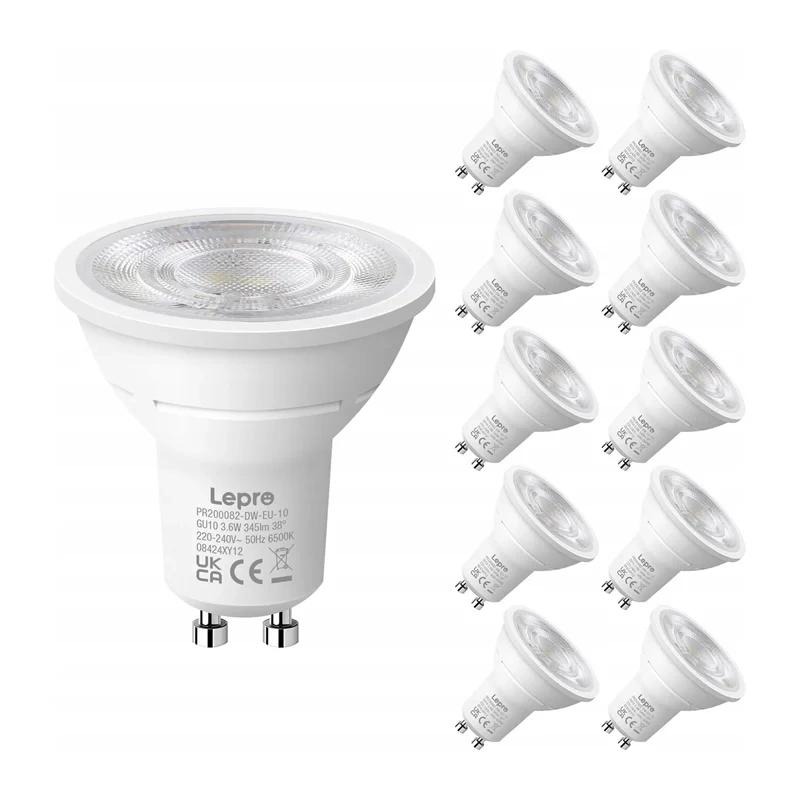 LEPRO 200082-DW-EU-10 GU10 LED Bulb, 3.6W, 345 lm, 6500K, 38°, Energy Class E, 10 pcs.