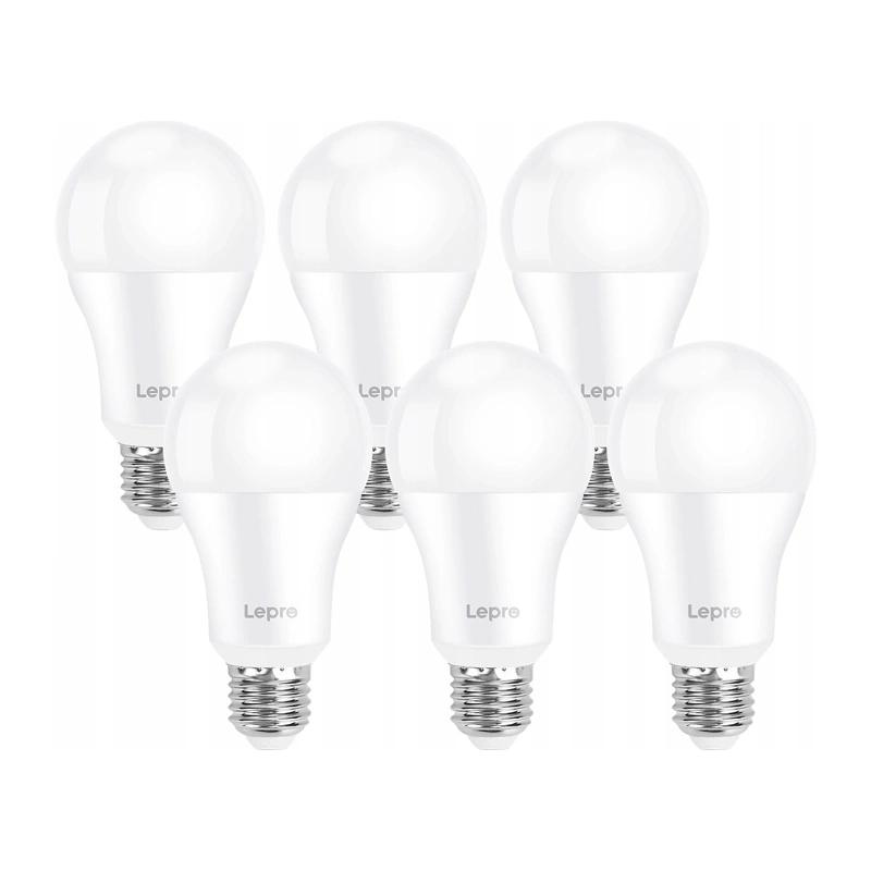 LEPRO 100080-DW-EU-6 LED Bulb, E27, A60, 13W (100W), 1521 lm, 6500K, 180°, 6-pack