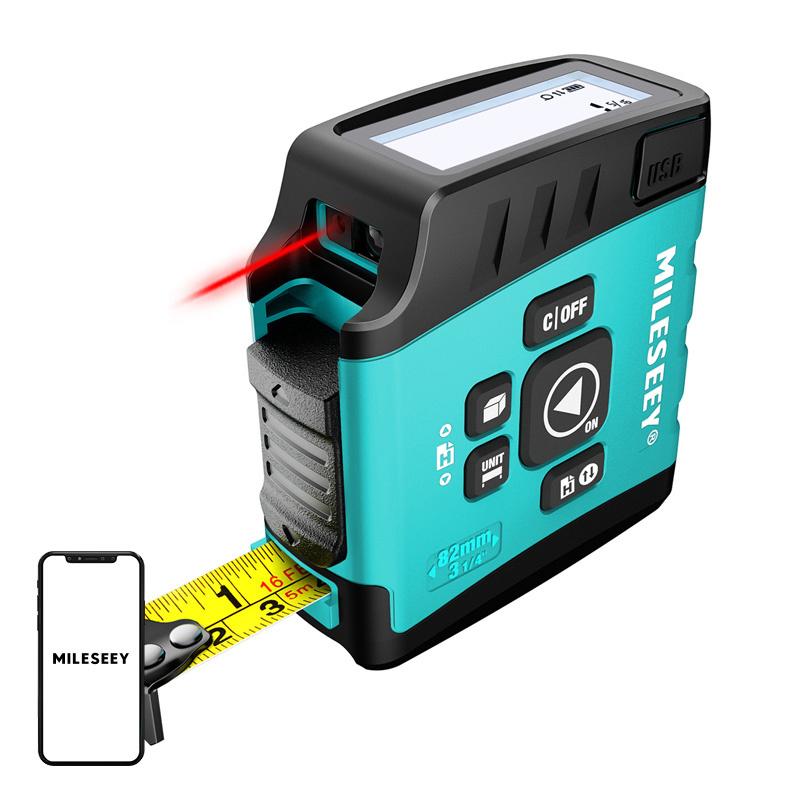 Mileseey DT20 Laser Distance Measurer with a 40-meter measuring tape
