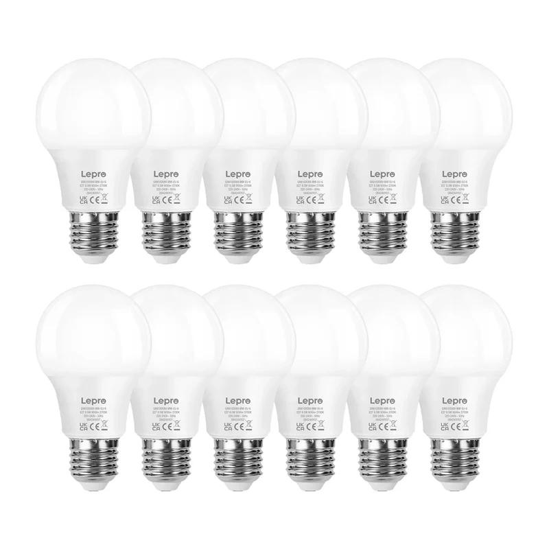 LEPRO 100089-WW-EU-12 LED Bulb, E27, A60, 8.5W (60W), 806 lm, 2700K (warm white), 180°, 12-pack