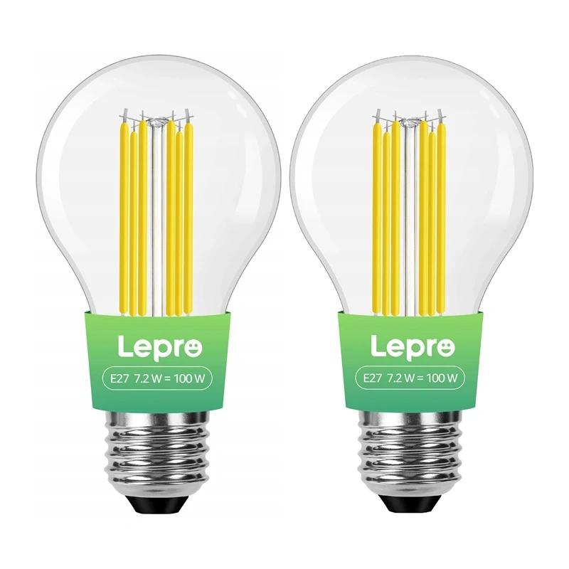 LEPRO 100094-WW-EU-2 E27 Filament LED Bulb, 7.2W (100W), 1521 lm, 2700K, Class A, 2-pack