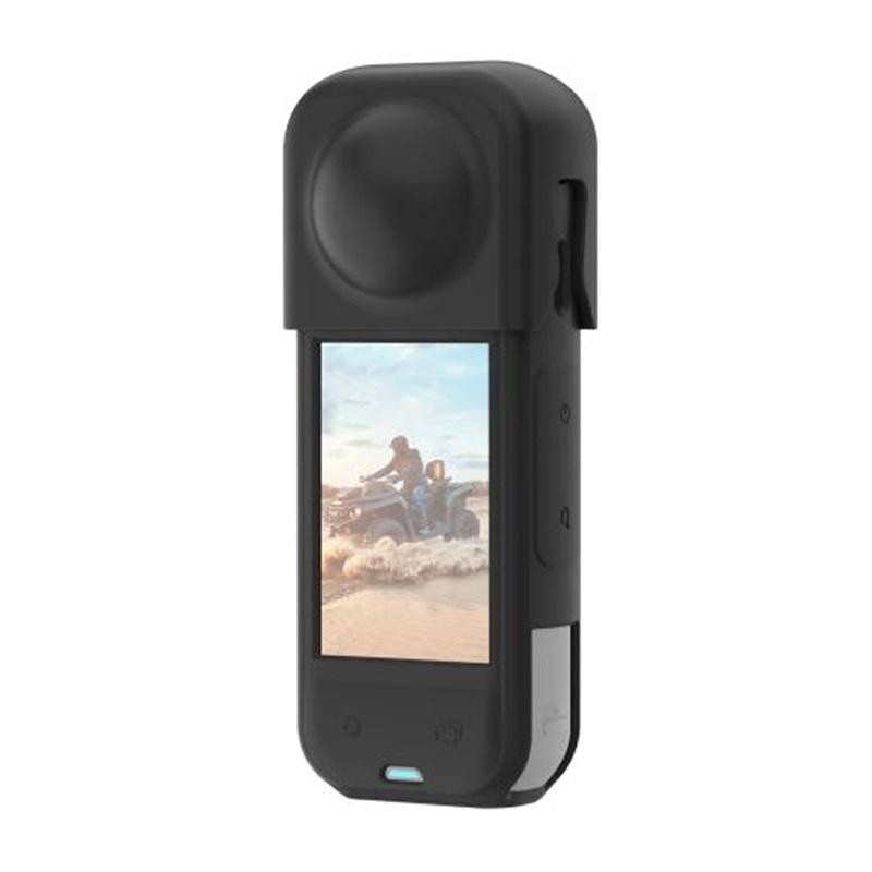 PULUZ silicone protective case with lens cover for Insta360 X5 (black)