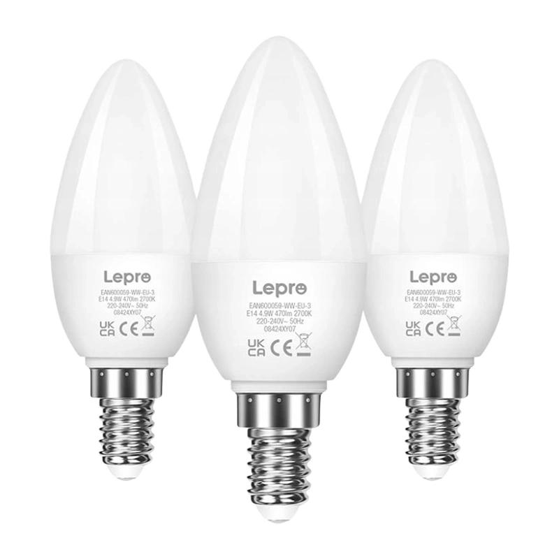 LEPRO 600059-WW-EU-3 LED Bulb, E14, C37, 4.2W (40W), 470 lm, 2700K (warm white), 250°, 3-pack